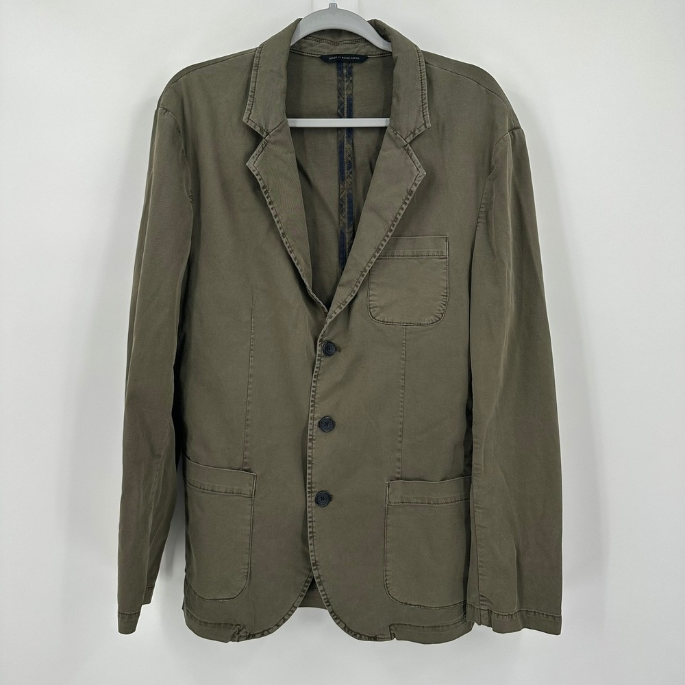 Banana Republic Mens Preppy Blazer Size 42R Unstructured Olive Green Military